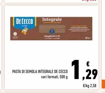 Conad Pasta di semola integrale de cecco offerta