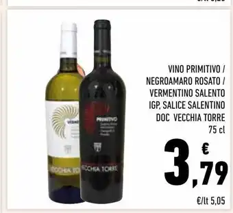 Conad Vino primitivo/ negroamaro rosato/ vermentino salento igp salice salentino doc vecchia torre offerta