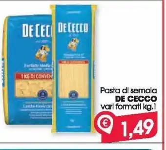 Despar Pasta di semola de cecco vari gormati 1 kg offerta