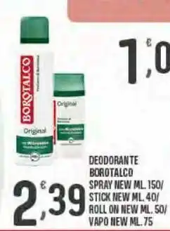 Despar Deodorante borotalco spray new, stick new, roll on, vapo offerta