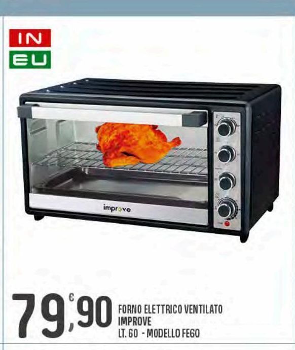 Forno elettrico ventilato improve lt 60 offerta di Despar