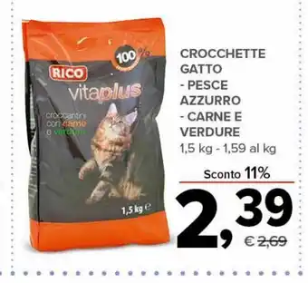 Todis Croccantini gatto pesce azzurro / carne e verdure 1,5 kg offerta