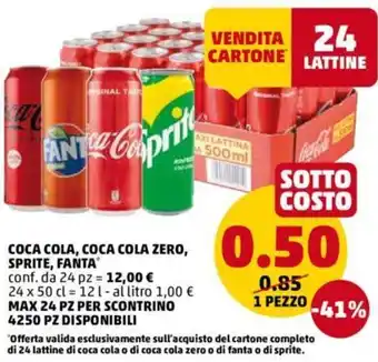 PENNY Coca Cola, Coca Cola Zero, Sprite, Fanta® 24 x 50 cl 1 Pezzo offerta