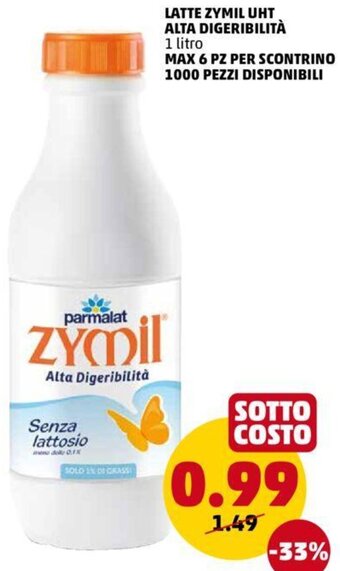 PENNY Latte Zymil UHT Alta Digeribilità 1 Litro offerta