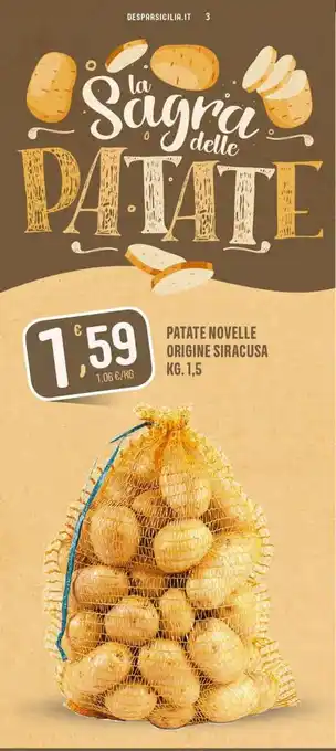 Eurospar Patate novelle origine siracusa kg 1.5 offerta