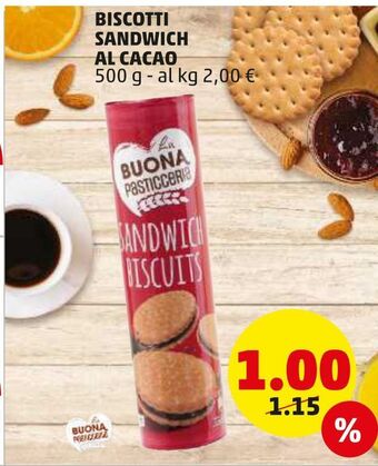 PENNY Biscotti sandwich al cacao offerta