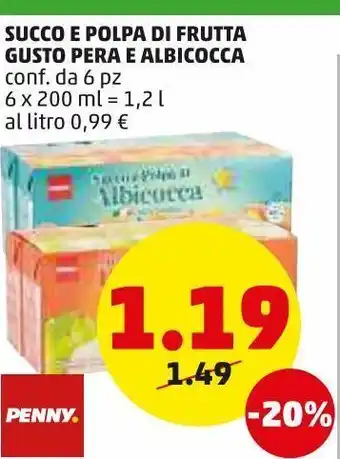 PENNY Succo e polpa di frutta gusto pera e albicocca offerta