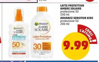 PENNY Latte protettivo ambre solaire advance sensitive kids offerta