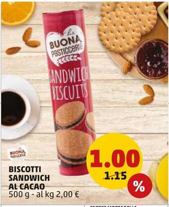 PENNY Biscotti sandwich al cacao offerta