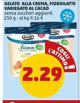 PENNY Gelato alla crema, fiordilatte variegato al cacao offerta