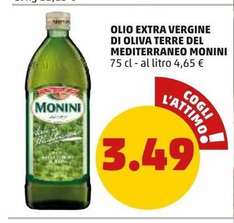 PENNY Olio extra vergine di oliva terre del mediterraneo monini offerta