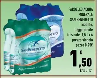 Conad Fardello acqua minerale san benedetto frizzante, leggermente frizzante 1.5 l x6 offerta