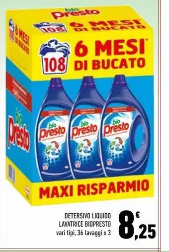 Conad Detersivo liquido lavatrice bio presto vari tipi 36 lavaggi x3 offerta