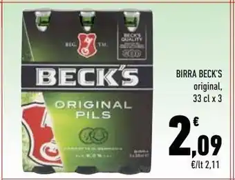 Conad Birra beck's original 33 cl x3 offerta