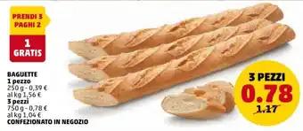 PENNY Baguette 3 pezzi 750 g offerta