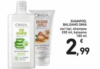 Shampoo 200ml, balsamo 180ml omia vari tipi