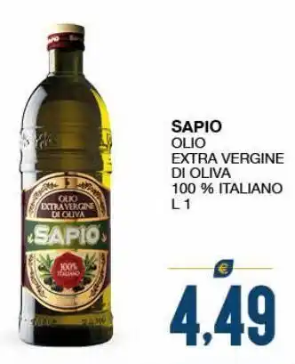 SeBón Supermercati Sapio olio extra vergine di oliva 100% italiano l 1 offerta