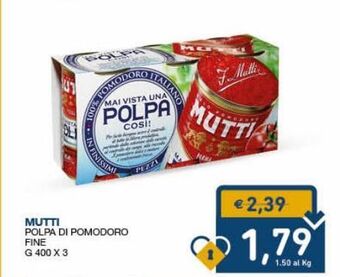 SeBón Supermercati Mutti polpa di pomodoro fine g 400 x 3 offerta