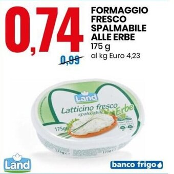 Eurospin Land Formaggio Fresco Spalmabile Alle Erbe 175 g offerta