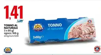Eurospin Athena Tonno Al Naturale 3 x 80 g/sgocc. 168 g offerta