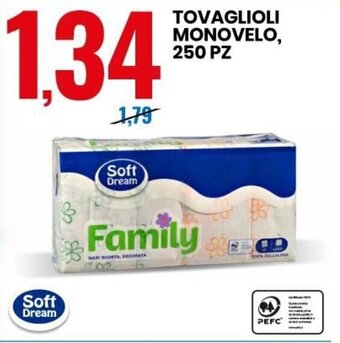 Eurospin Soft Dream Tovaglioli Monovelo, 250 pz offerta
