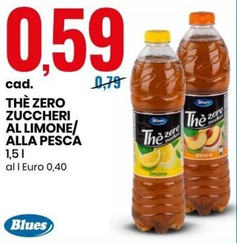 Eurospin Blues Thè Zero Zuccheri Al Limone/Alla Pesca 1,5 L offerta