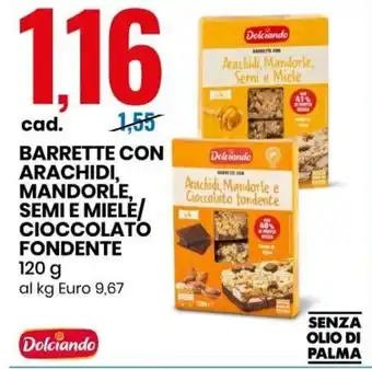Eurospin Dolciando Barrette Con Arachidi, Mandorle, Semi e Miele/Cioccolato Fondente 120 g offerta