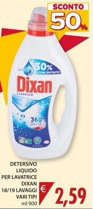 Mercatò Extra Dixan Detersivo Liquido per Lavatrice 18/19 Lavaggi vari tipi 900 ml offerta