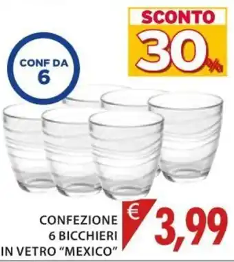"Mexico" Confezione 6 Bicchieri in Vetro