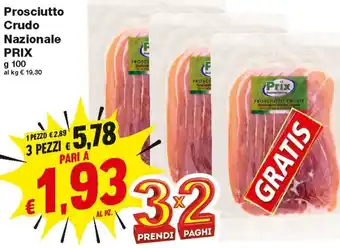 Prix Quality Prosciutto Crudo Nazionale Prix 100 g offerta