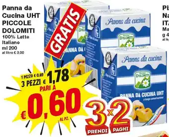 Prix Quality Panna Da Cucina UHT Piccole Dolomiti 200 ml offerta