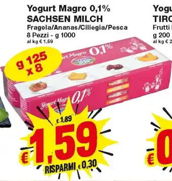 Prix Quality Yogurt Magro 0,1% Sachsen Milch 1000 g offerta