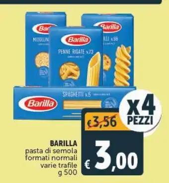 Deco Supermercati Barilla pasta di semola g500 formati normali varie trafile  - 4 pezzi offerta