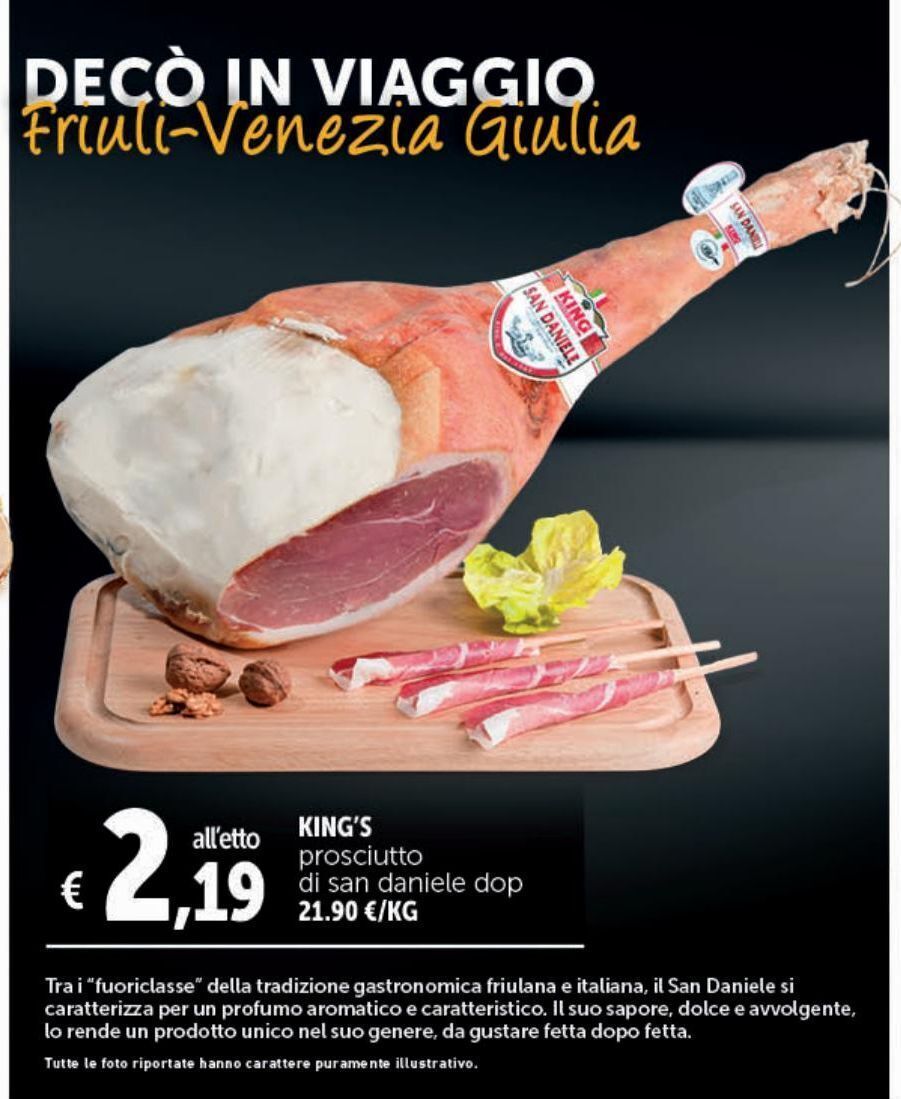 King's prosciutto di san daniele dop l'etto offerta di Deco Supermercati
