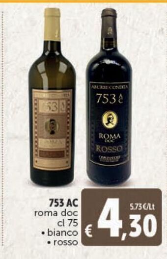 Deco Supermercati 753 ac roma doc cl 75 bianco, rosso offerta