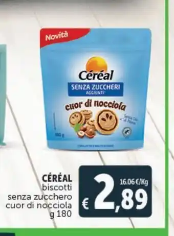 Deco Supermercati Biscotti céréal senza zucchero cuor di nocciole g 180 offerta