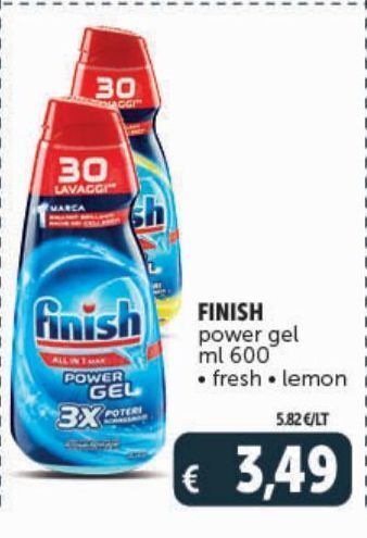 Deco Supermercati Finish power gel ml 600 fresh, lemon offerta