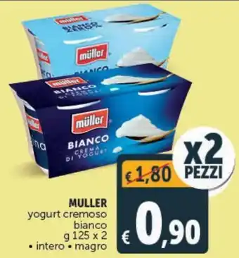 Muller yogurt cremoso bianco g 125x2 intero, magro - 2 pezzi