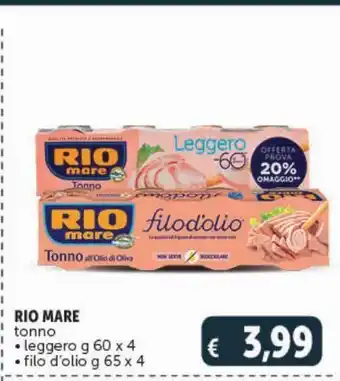 Deco Market Tonno rio mare leggero g 60x4 / filo d'olio g 65x4 offerta