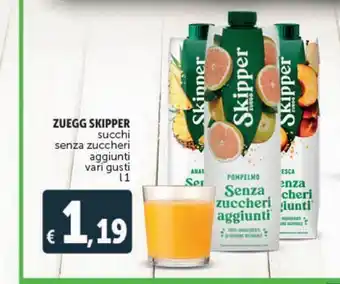 Succhi zuegg skipper senza zuccheri aggiunti vari gusti 1 l