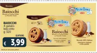 Deco Market Mulino bianco baiocchi 4 gelato biscotto g 320 offerta