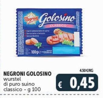 Deco Maxistore Negroni golosino wurstel di puro suino offerta