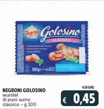 Wurstel di puro suino negroni golosino g 100