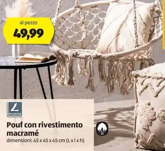 Pouf con rivestimento macramè