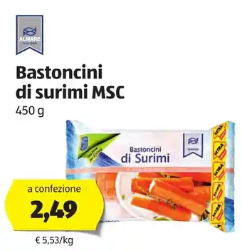 ALDI Bastoncini Di Surmi MSC 450g offerta