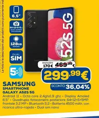 Euronics Samsung smartphone galaxy a52s offerta