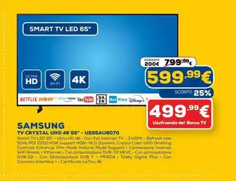 Euronics Samsung tv cristal uhd offerta