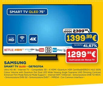 Euronics Samsung smart tv qled offerta