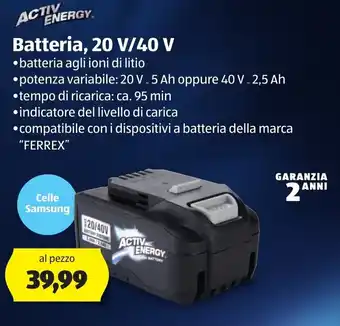 ALDI Activ Energu Batteria, 20/40V offerta