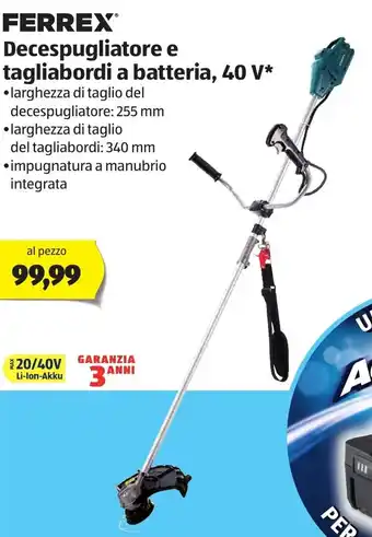 ALDI Ferrex Decespugliatore E Tagliabordi A Batteria 40V offerta